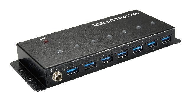 7-Port USB 3.0 Din Rail Mountable Hub Metal Chassis
